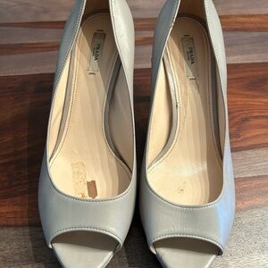 Prada Women's Elegant Gray Peep Toe Heels